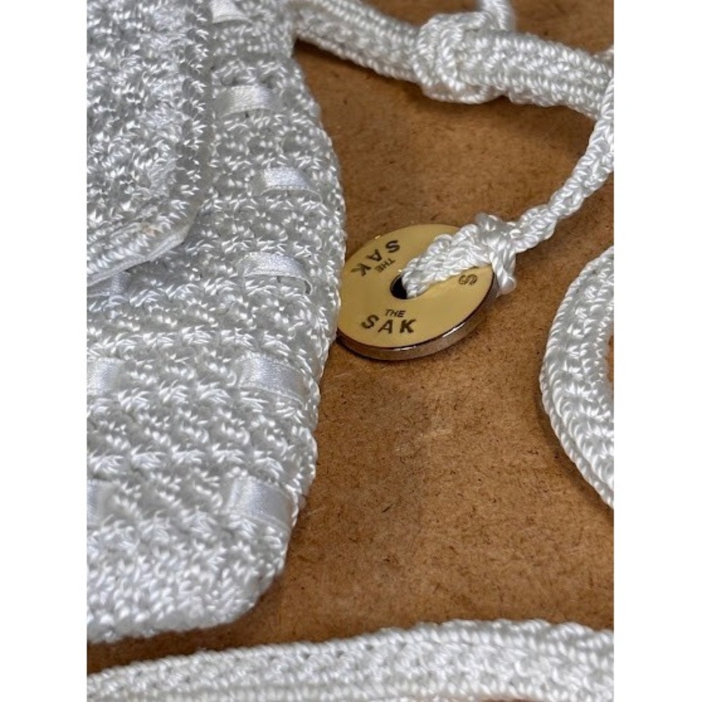 The‎ Sak White Crochet Ribbon Woven Small Crossbody Bag Flap Closure Boho - Picture 9 of 10